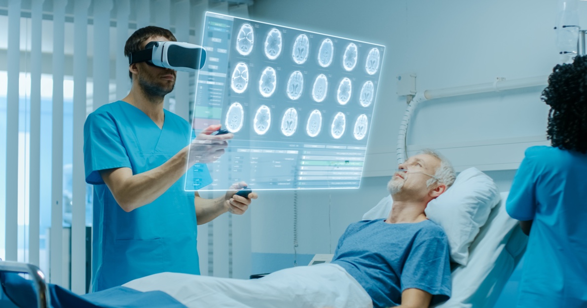 Doctor using Virtual Reality to treat patient - HealthStream Team Leader VR